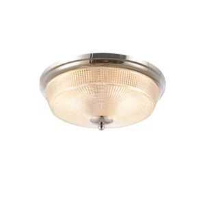 ARABELLA TWIN FLUSH CEILING LIGHT - POLISHED NICKEL WITH PRISMATIC GLASS