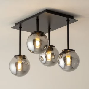 EDIT TULIA 4 LIGHT SEMI-FLUSH BAR CEILING PENDANT - SMOKED GLASS