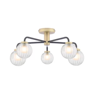 DAR GIBBS 5 LIGHT FLUSH CEILING LIGHT - ANTIQUE BRASS