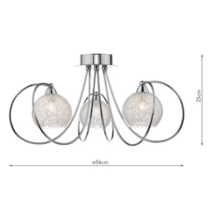 DAR RAFFERTY 3 ARM SEMI-FLUSH CEILING LIGHT - POLISHED CHROME