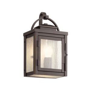 KICHLER CARLSON 1 LIGHT OUTDOOR WALL LIGHT - RUBBED BRONZE WITH SEEDED GLASS