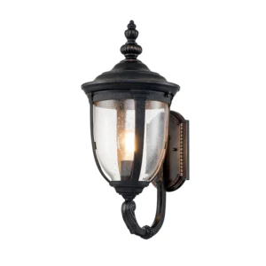 ELSTEAD CLEVELAND MEDIUM OUTDOOR UP WALL LANTERN - WEATHERED BRONZE WITH CLEAR SEEDED GLASS