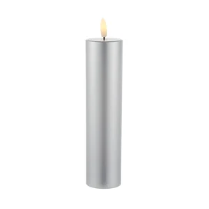 SIRIUS SILLE 200 BATTERY OPERATED LED WAX FLICKER CANDLE - SILVER